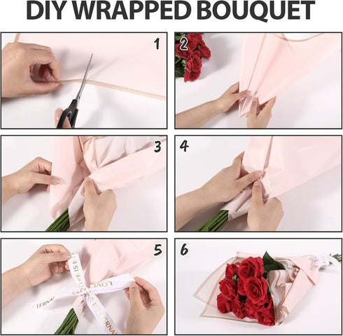 FUHITIM 20 Sheets Flower Wrapping Paper, Waterproof Floral Bouquet Packaging for DIY Crafts, Wedding & Birthday Gifts