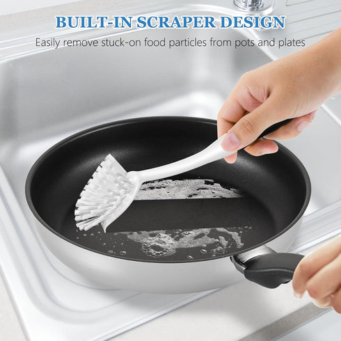 SetSail Dish Brush with Handle, 2 Pack Stiff Bristles Scrubber for Cleaning Dishes, Pots, Pans