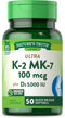Vitamin K2 MK7 Complex, 100 mcg, 50 Softgels, with Vitamin D3, Non-GMO, Gluten Free Supplement, by Nature's Truth