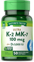 Vitamin K2 MK7 Complex, 100 mcg, 50 Softgels, with Vitamin D3, Non-GMO, Gluten Free Supplement, by Nature's Truth