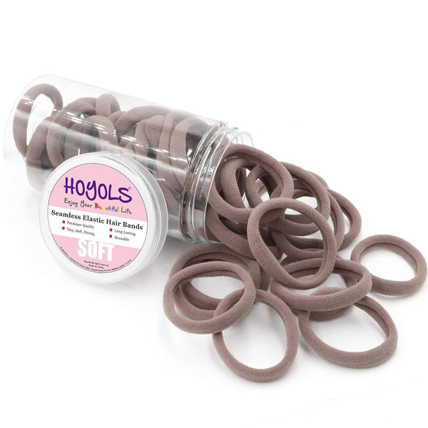 HOYOLS Large Fabric Hair Ties, 100 Pcs Soft Gentle Bands for Thick Curly Hair, Caramel