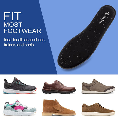 3 Pair Shoe Inserts for Men's Memory Foam Insoles, Replacement Insoles for Work Boots and Running Shoes