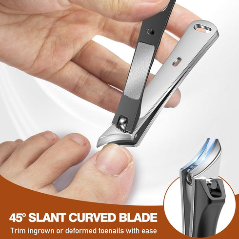 Nail Clippers for Men Thick Toenails, Heavy Duty Angled Toenail Clippers with Wide Jaw Opening, Sharp Stainless Steel