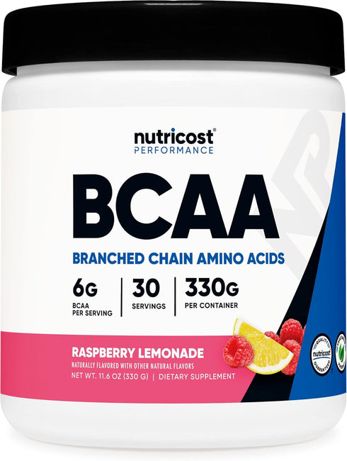 Nutricost BCAA Powder, 2:1:1 Ratio, Raspberry Lemonade Flavor, 30 Servings