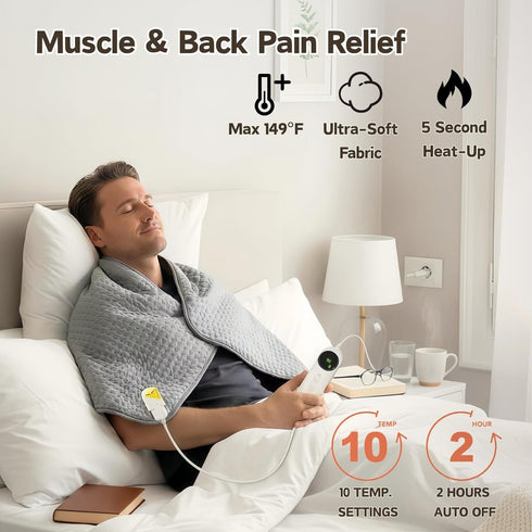 Relief,16x30 10 3 Heating Pad for Back Pain Large Heating Pad for Full Body, with Upgraded Temperature Controller