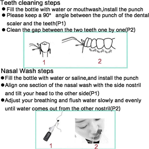 Portable Oral Irrigator Water Flosser - Dental Water Toothbrush with 5pcs Nozzles for Home Travel Hygiene