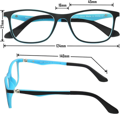 Yogo Vision Kids Blue Light Blocking Glasses, Computer Eyeglasses for Boys and Girls, Square Frames to Reduce Glare