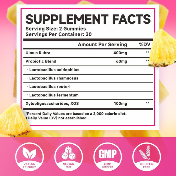 Gummies Immune 60 Count MEENCCD Her Juicy Feminine Probiotics with Slippery Elm & Lactobacillus Blend, Supports pH