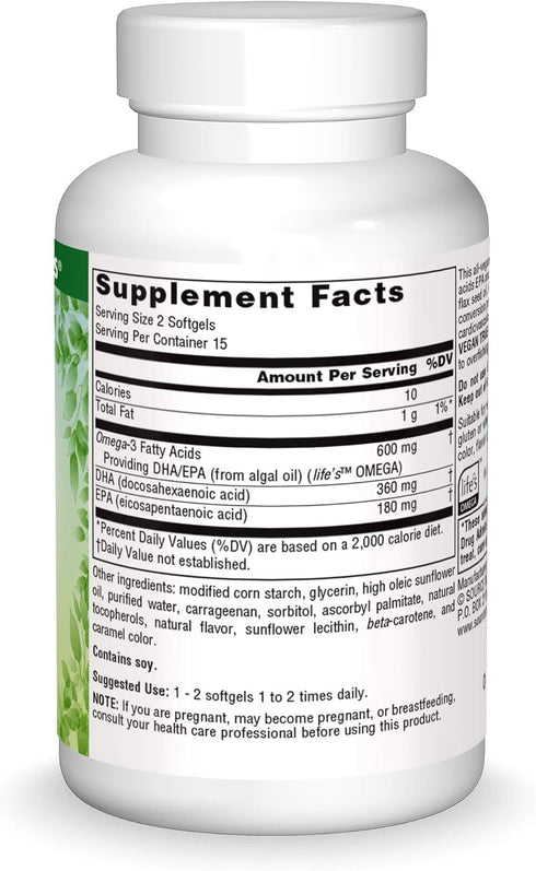 Source Naturals Vegan True Omega-3s, 300 mg EPA-DHA for Heart and Brain Health*, 30 Vegan Softgels