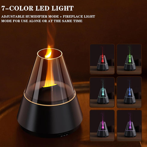 Villelei 7-Color Candle Flame Essential Oil Diffuser, Aromatic air humidifier, LED ultrasonic Aroma lamp with Timer