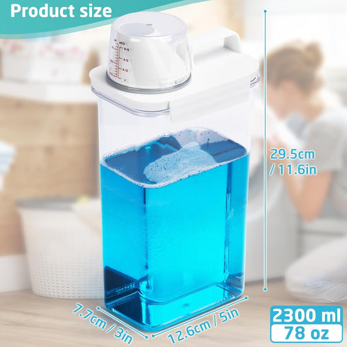 Laundry Detergent Dispenser-3 Pack, 78 oz Detergent Dispenser with 4 Removable Labels, Laundry Soap Dispenser for Laundry Room Organization and Storage, BPA Free & PET Plastic Clear