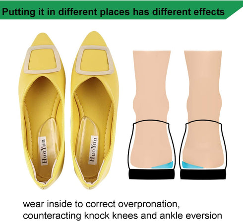 5 Pairs Silicone Insoles for Medial & Lateral Heel Wedge - Corrective Adhesive Shoe Inserts for Foot Alignment,