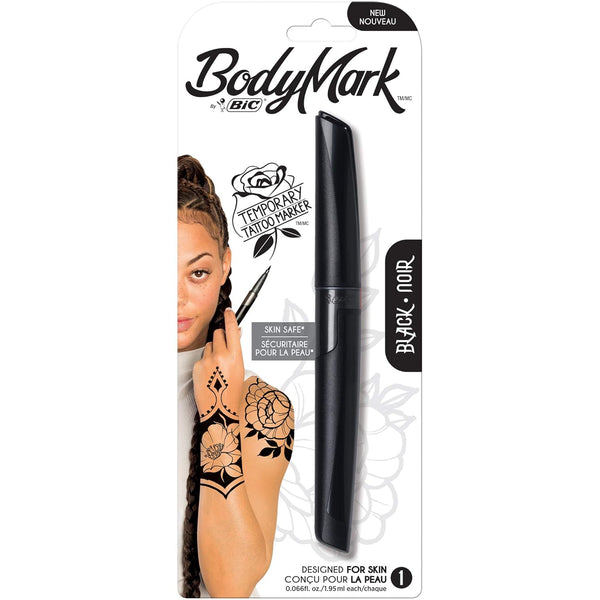 Bic BodyMark Temporary Tattoo Markers, Black, 0.04 Fl Oz