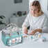 LUXJA Double-Layer Medicine Bag with Transparent Compartment, Pill Bottle Organizer with Detachable Divider (Suitable