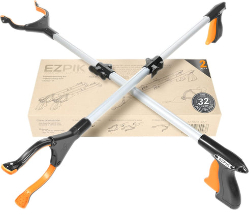 EZPIK 32" Reacher Grabber Pickup Tool for Seniors - Long Hand Grabber Tool for Trash Pickup, 2-Pack