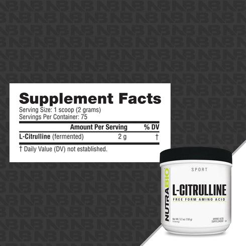 NutraBio L-Citrulline Free Form Amino Acid, 5.3 oz (150 g)