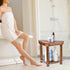 ANABIUP Shower Foot Rest Stool - Wood Waterproof Corner Shaving Stool with Storage Shelf for Small Bathroom Spaces