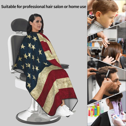 Vintage American Flag Hair Cutting Barber Cape - Hair Salon and Dyeing Styling Cloth for Women/Men