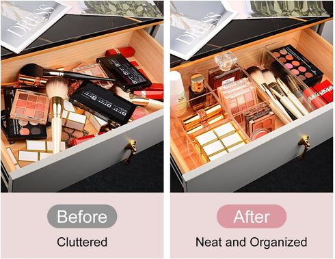 JessLab Acrylic Makeup Organizer - 2PK Cube Sections for Drawer, Vanity, Bathroom, Kitchen Storage