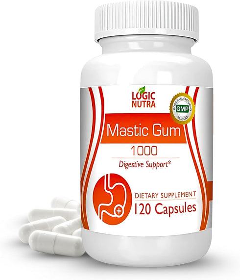 Premium Mastic Gum Capsules - Natural Gastrointestinal Support Supplement, 120 Capsules, 1000mg Per Serving