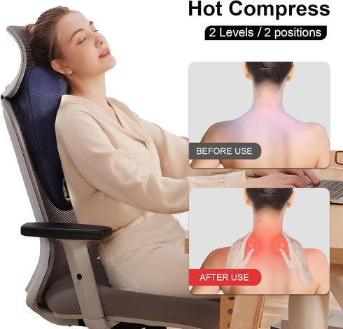 HawuMasseur ,4D 4 Shiatsu Neck and Back Massager ,With Heating and Bidirectional Rotation Heads Electric Massage Pillow
