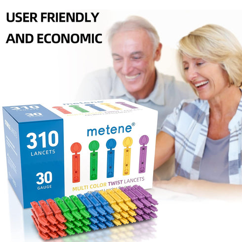 Metene Twist Top Lancets, 310 Count, 30 Gauge for Blood Sugar Test, Diabetic Lancets