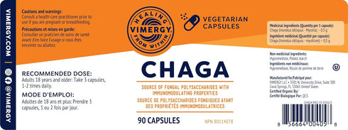 Vimergy Chaga Mushroom Capsules, 30 Servings, Herbal Supplement for Cardiovascular Support, 90 Count
