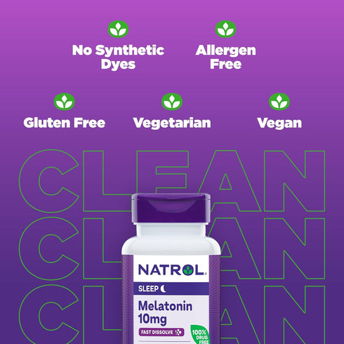 Natrol Melatonin 10mg, Strawberry-Flavored Sleep Support Supplement, 60 Fast-Dissolve Tablets