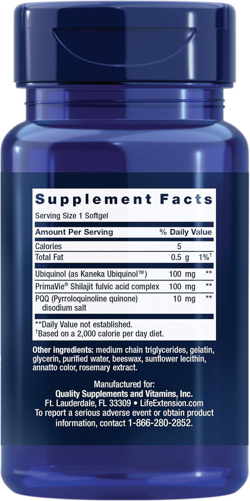 Life Extension Super Ubiquinol CoQ10 with PQQ - 100 mg, 30 Softgels for Heart Health and Energy Support