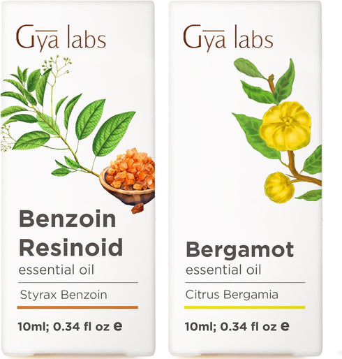Benzoin Resinoid & Bergamot Essential Oil Set - Aromatherapy Grade Essential Oils
