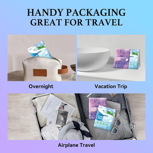 Pack 2 Pack 5 YUCO Travel Laundry Detergent Sheets of Sheet for Overnight Week Travel, Envelope Pouch Carry Everywhere