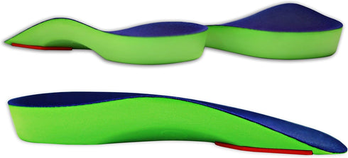 KidSole 3/4 Length Neon Shield Arch Support Insole - For Kids with Foot Pronation, Flat Feet, Big Kids Size US 4-7.5