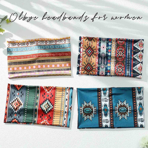 Olbye Boho Headbands - Women Wide Turban Elastic Nonslip Hair Scarfs for Workout and Yoga