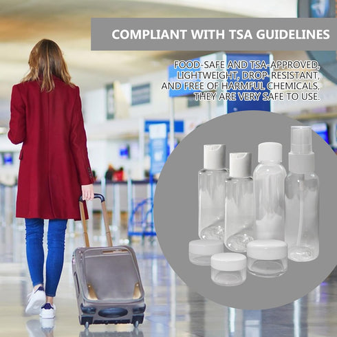 Soft 'N Style Set of 7 Empty Travel Size Bottles, Refillable Cosmetic Container Toiletry Bottles