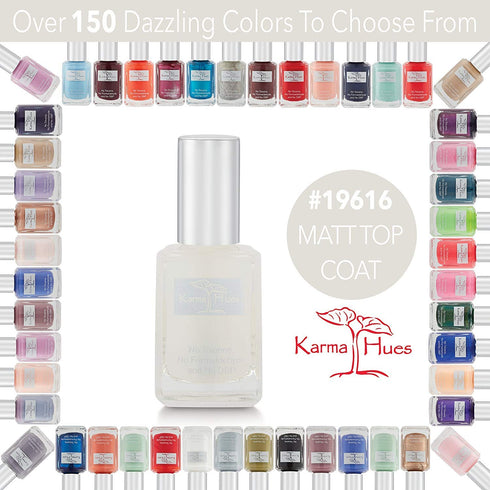 Karma Organic Nail Polish High Gloss Matte Top Coat Lacquer - Fast Dry, Nontoxic, Cruelty-Free