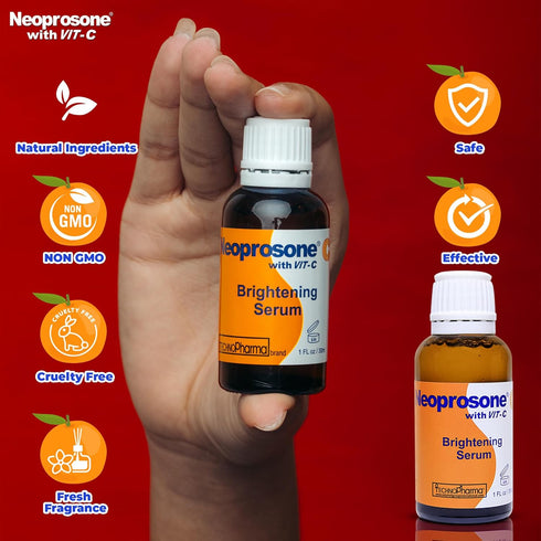 Neoprosone Vitamin C Serum for Face | 1 Fl oz / 30ml | Brightening Serum with Alpha Arbutin and Castor Oil
