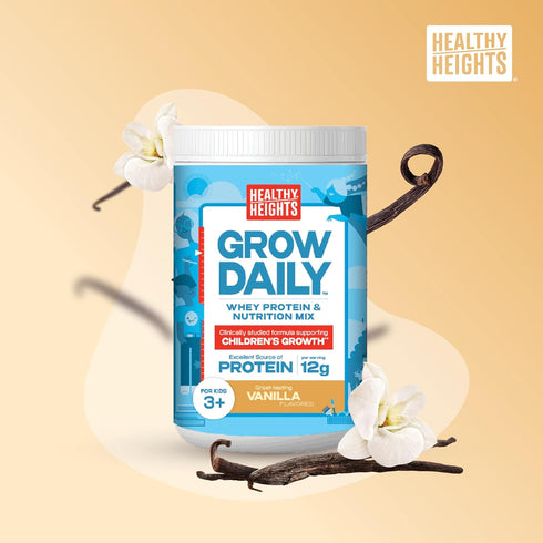 Healthy Height Grow Daily Kids Protein Drink Mix (Vanilla): High Protein Shake for Kids 3+