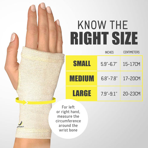 UptoFit Large Copper Wrist Compression Sleeve - Breathable Hand Brace for Carpal Tunnel & Tendonitis, Pack of 1