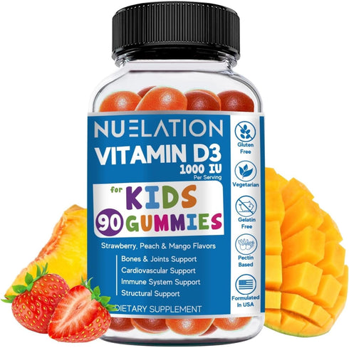 Kids Vitamin D Gummies, 90 Day Supply | Vitamin D3 for Kids (1000IU) to Support Bones, Joints & Immune System