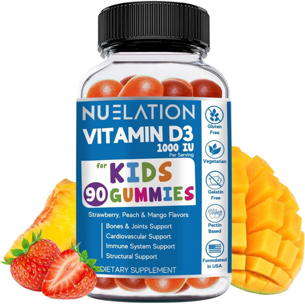 Kids Vitamin D Gummies, 90 Day Supply | Vitamin D3 for Kids (1000IU) to Support Bones, Joints & Immune System