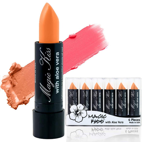 Magic Kiss Lipstick Set, Color Changing Orange with Aloe Vera, MADE IN USA