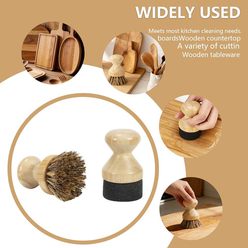 Set, Countertops SAMEBUTECO Cutting Board Care Brush & Oil Applicator Natural Bamboo Handle with Mixed Palm Fiber