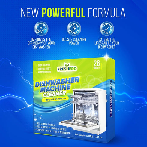 Dishwasher Cleaner Tablets - 26 Pack Deep Cleaning, Limescale & Mineral Remover for All Dishwashers