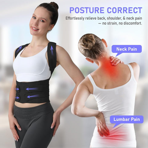 LuxuMach Posture Corrector for Women and Men, Back Brace with Full Back Support, Adjustable Shoulder Straightener