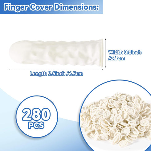 280PCS Small Finger Cots - Disposable Finger Gloves Rubber Protectors for Beauty Nail Art Tattoo Industrial (White)