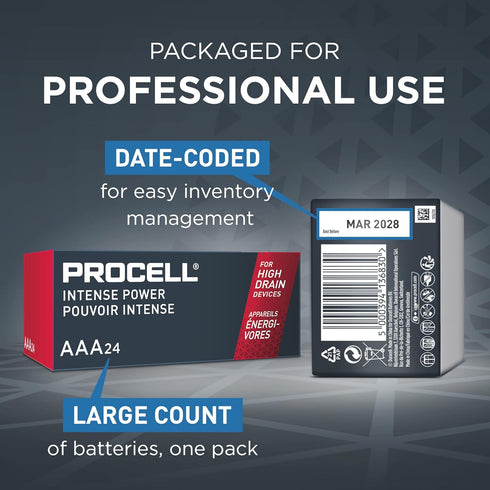 Procell Alkaline Intense Power AAA 1.5V Batteries Pack of 24