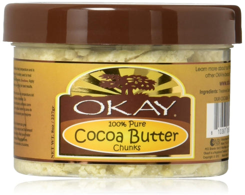 OKAY 100% Pure Cocoa Butter Chunk, 8oz/227gr