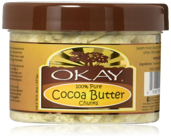 OKAY 100% Pure Cocoa Butter Chunk, 8oz/227gr