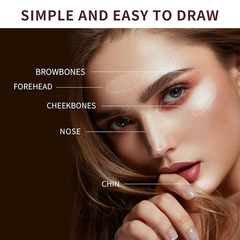 Highlighter Stick, Double Ended Makeup Pencil with Sponge Brush, Waterproof Silver Glitter, 1 Count