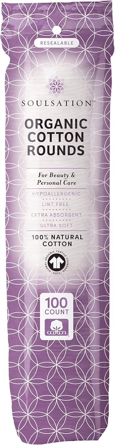 Organic Cotton Rounds, 400 Count - Lint-Free Makeup Remover Pads for Face.